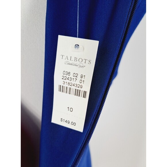 NWT!! TALBOTS Blue Sheath Cocktail Workwear DRESS Size 10‎ Faux Belt - Picture 8 of 9